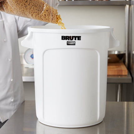 Thùng đựng nguyên liệu tròn Rubbermaid® BRUTE 38 lít / 160 cup màu trắng kèm nắp