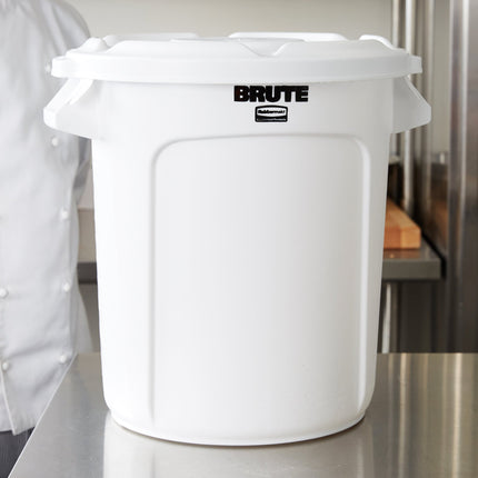 Thùng đựng nguyên liệu tròn Rubbermaid® BRUTE 38 lít / 160 cup màu trắng kèm nắp