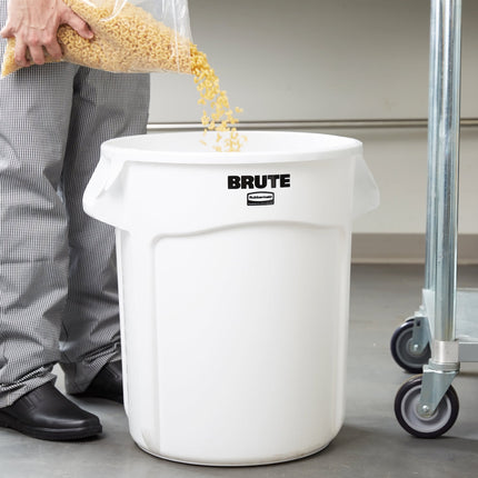 Thùng đựng nguyên liệu tròn Rubbermaid® BRUTE 76 lít / 320 cup màu trắng kèm nắp