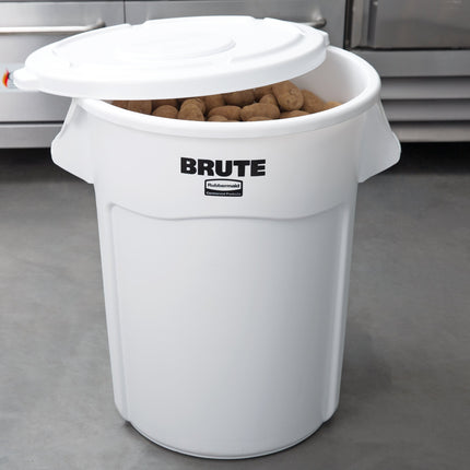 Thùng đựng nguyên liệu tròn Rubbermaid® BRUTE 208 lít / 880 cup màu trắng kèm nắp