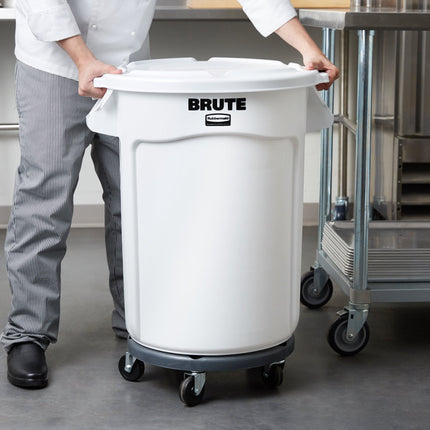 Thùng đựng nguyên liệu tròn di động Rubbermaid® BRUTE 121 lít / 510 cup màu trắng kèm nắp