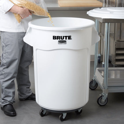Thùng đựng nguyên liệu tròn di động Rubbermaid® BRUTE 208 lít / 880 cup màu trắng kèm nắp