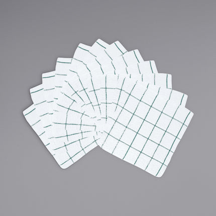 Khăn lau chén cotton ô vuông màu xanh lá trắng Cooks Linen 454 g 30,5 x 30,5 cm - Gói 12 cái
