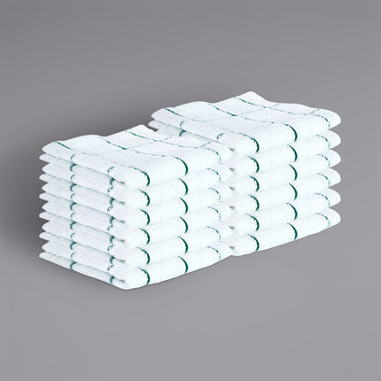 Khăn lau chén cotton ô vuông màu xanh lá trắng Cooks Linen 454 g 30,5 x 30,5 cm - Gói 12 cái