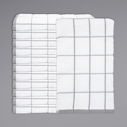 Khăn bếp cotton ô vuông màu xám trắng Cooks Linen 907 g 63,5 x 38,1 cm - Gói 12 cái