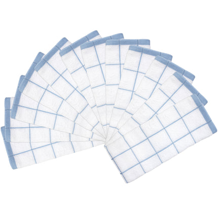 Khăn bếp cotton ô vuông màu xanh dương trắng Cooks Linen 907 g 63,5 x 38,1 cm - Gói 12 cái