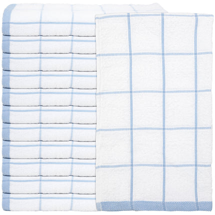 Khăn bếp cotton ô vuông màu xanh dương trắng Cooks Linen 907 g 63,5 x 38,1 cm - Gói 12 cái