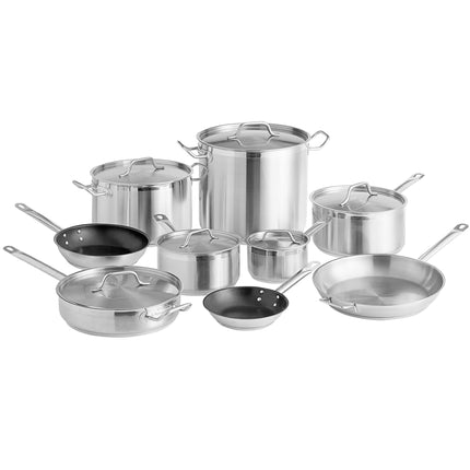 Bộ nồi chảo thép không gỉ tương thích bếp từ Vigor SS1 Series 15 món - 3 nồi sốt, chảo xào 4,7 lít, 3 chảo chiên và 2 nồ