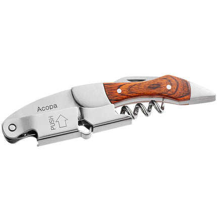 Dụng cụ khui rượu kiểu bồi bàn Acopa Flex tay cầm gỗ mahogany