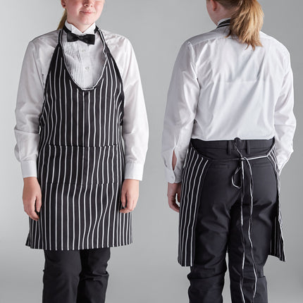 Tạp dề tuxedo 2 túi họa tiết kẻ sọc phấn pha polyester-cotton điều chỉnh màu trắng Choice 81,3 x 73,7 cm
