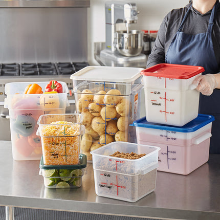 Hộp đựng thực phẩm nhựa polycarbonate vuông trong suốt kèm nắp xanh lá Vigor 3,8 lít - Bộ 6 cái