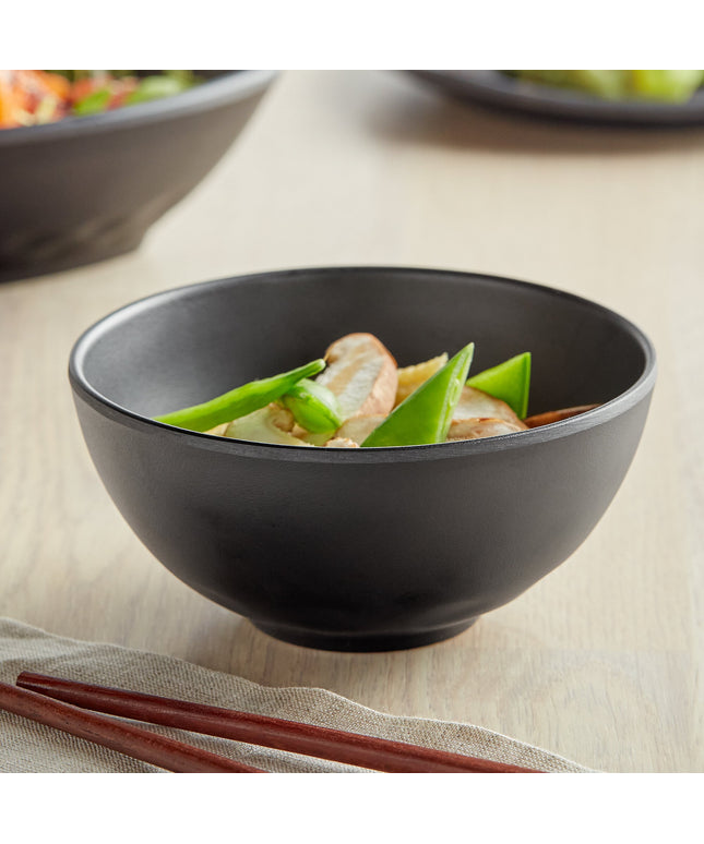 Đĩa melamine GET B-101-BK Nara 207 ml đen mờ tròn melamine tô - Thùng 24 cái