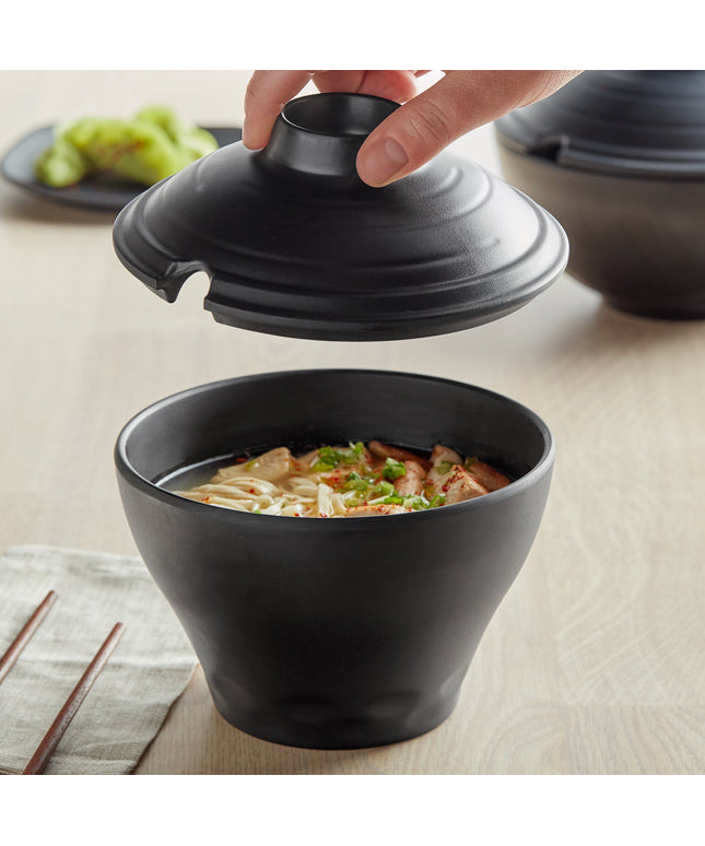 Tô tròn melamine GET B-400-BK Nara 946 ml màu đen nhám có nắp - Thùng 12 cái