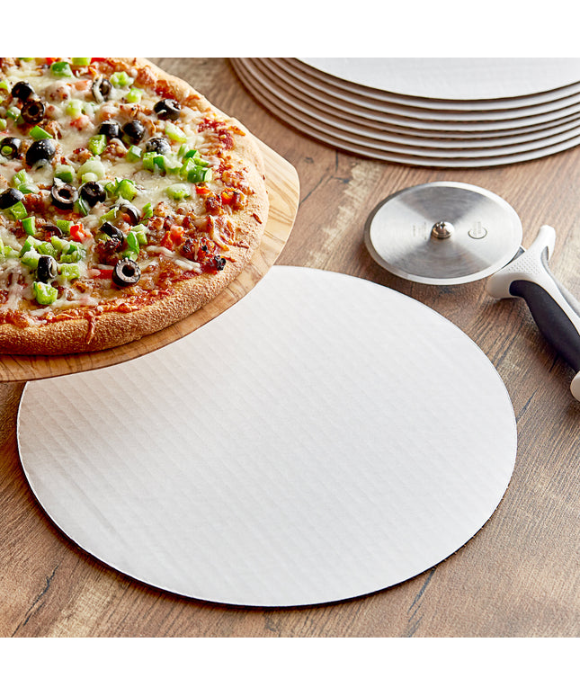 Hộp pizza 30,5 cm trắng đế lót pizza gợn sóng