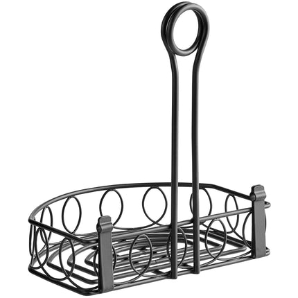 Khay đựng gia vị quầy bar Choice sắt rèn xoắn nửa tròn màu đen kèm giá kẹp thẻ - 21,6 cm