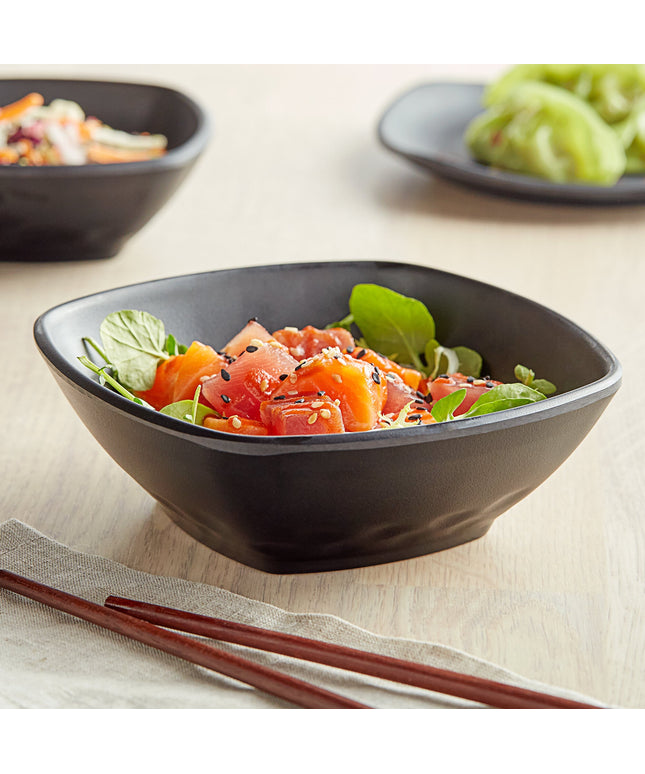 Tô vuông melamine đen mờ GET Nara B-601-BK 355 ml - Thùng 24 cái