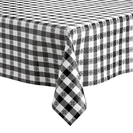 Khăn trải bàn vinyl họa tiết caro màu đen mặt lót nỉ Choice khổ rộng 132,1 cm, cuộn 25 yard