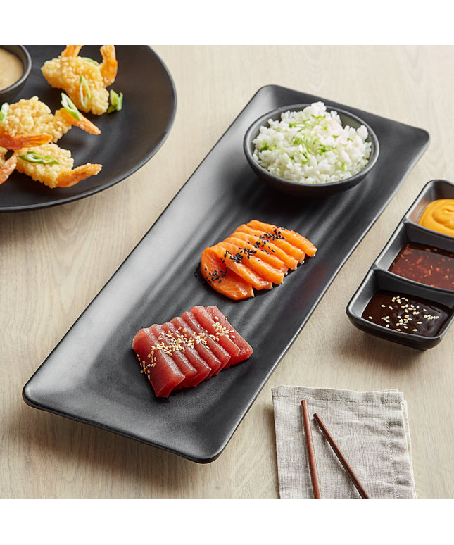 Đĩa melamine chữ nhật đen mờ GET RP-1865-BK Nara 46 x 17 cm - Thùng 6 cái