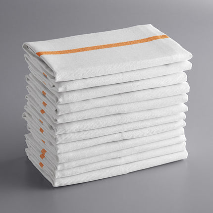 Khăn bếp cotton sọc màu vàng đồng trắng Choice 680 g 66 x 38,1 cm - Gói 12 cái
