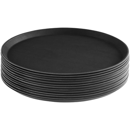 Khay phục vụ chống trượt sợi thủy tinh Choice đen hình tròn Ø 41 cm - Thùng 12 cái