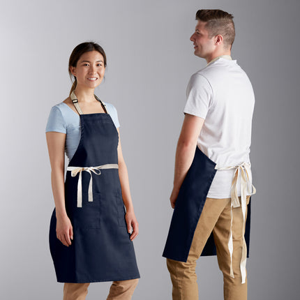 Tạp dề yếm 2 túi pha polyester-cotton điều chỉnh màu xanh navy Choice