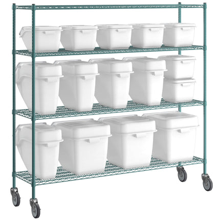 Bộ kệ epoxy thùng đựng nguyên liệu Baker's Lane 46 x 183 cm kèm 15 thùng kẹp gài