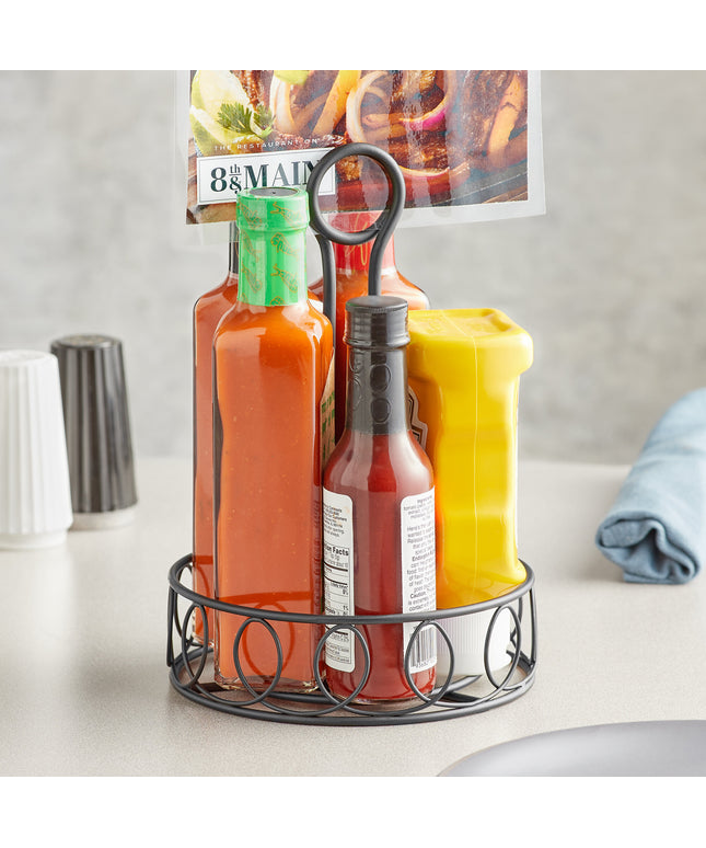 Khay đựng gia vị quầy bar Choice sắt rèn xoắn tròn màu đen kèm giá kẹp thẻ - 15 x 24 cm