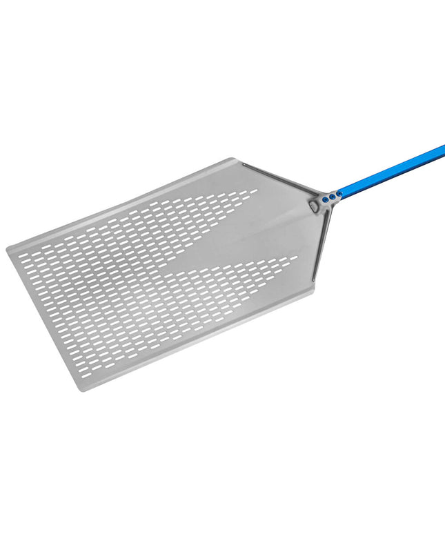 Xẻng pizza GI kim loại Azzurra 30,5 cm x 80 cm nhôm anốt hóa chữ nhật đục lỗ với 119,4 cm tay cầm AMP-3080F