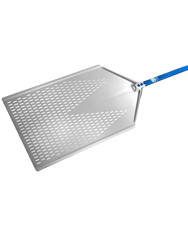 Xẻng pizza nhôm anod đục lỗ chữ nhật GI Metal Azzurra 30,5 x 61 cm cán 119,4 cm AMP-3060F
