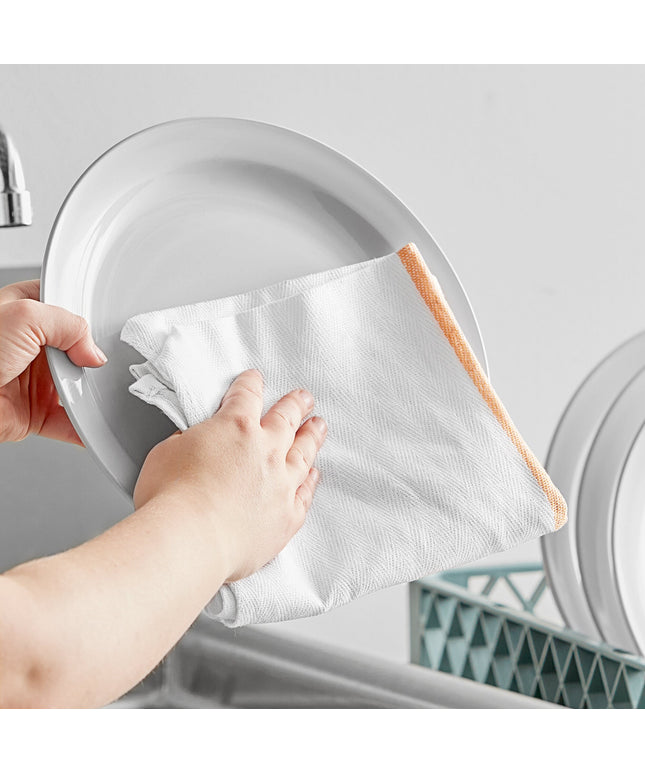 Khăn bếp cotton sọc màu vàng đồng trắng Choice 680 g 66 x 38,1 cm - Gói 12 cái