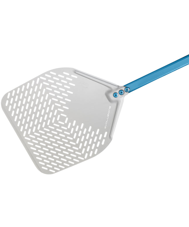 Xẻng xúc pizza vuông đục lỗ nhôm anod GI Metal Evoluzione 51 cm, cán 60 cm, E-50RF/60