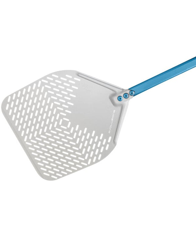 Xẻng pizza nhôm anod vuông đục lỗ GI Metal Evoluzione 36 cm với cán 150 cm E-37RF