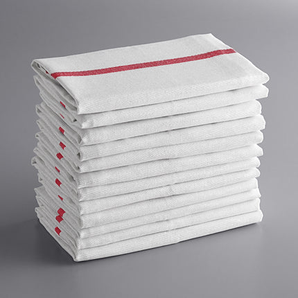 Khăn bếp cotton sọc màu đỏ trắng Choice 680 g 66 x 38,1 cm - Gói 12 cái