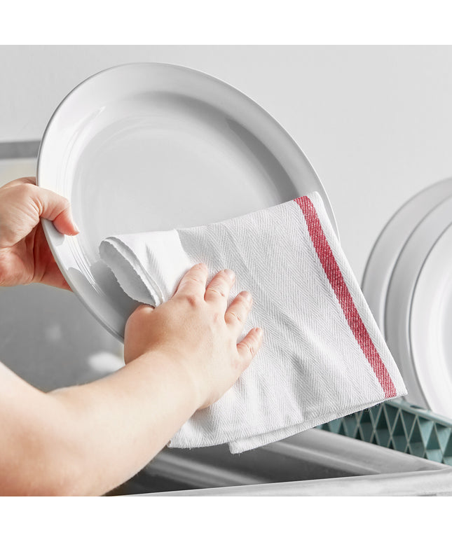 Khăn bếp cotton sọc màu đỏ trắng Choice 680 g 66 x 38,1 cm - Gói 12 cái