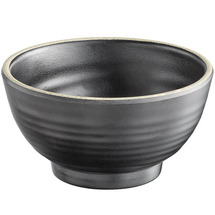 Tô melamine đen mờ viền ngà Acopa Ugoki 10 oz (296 ml) - Gói 12 cái