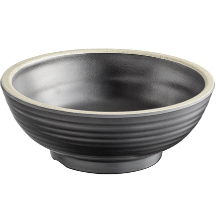 Tô melamine đen mờ viền ngà Acopa Ugoki 444 ml - Gói 12 cái