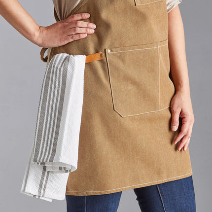 Tạp dề yếm vải canvas dày dây đeo chéo lưng có thể tùy chỉnh Acopa Hazleton nâu mocha, 3 túi