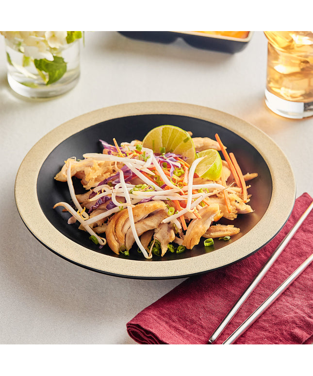 Đĩa melamine Acopa Ugoki nhám đen 25 cm viền ngà - Gói 12 cái