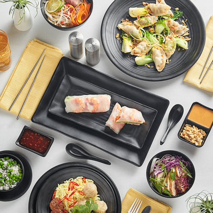 Đĩa coupe nhựa melamine đen mờ Acopa Izumi 27 cm - Gói 12 cái