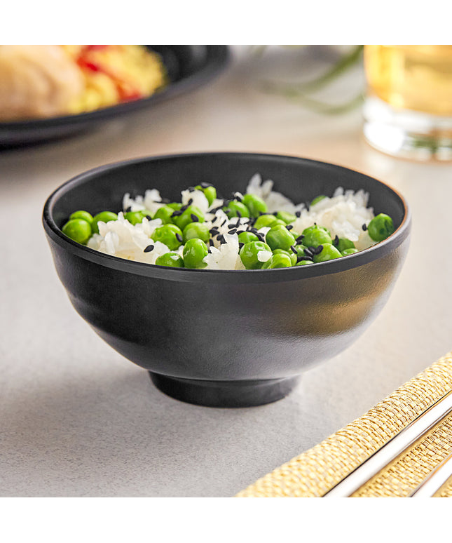 Tô cơm melamine đen mờ Acopa Izumi 237 ml - Túi 12 cái