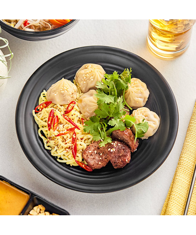 Đĩa coupe nhựa melamine đen mờ Acopa Izumi 23 cm - Gói 12 cái