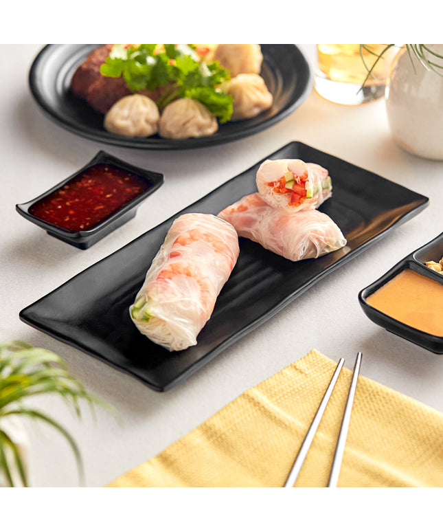 Đĩa dài melamine Acopa Izumi 30 x 14 cm màu đen mờ - Gói 12 cái