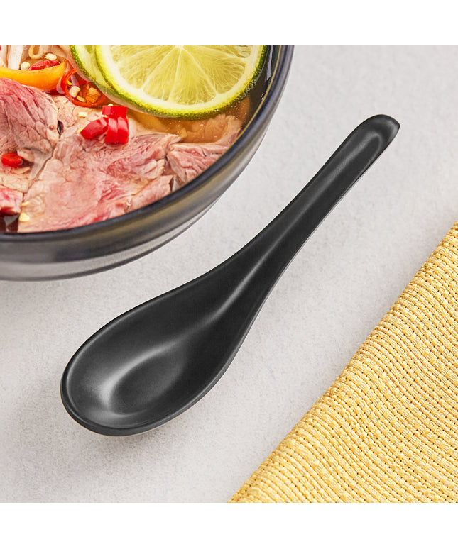 Muỗng súp châu Á Acopa Izumi 14,6 cm melamine đen nhám - Vỉ 24 cái