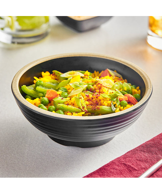 Tô melamine đen mờ viền ngà Acopa Ugoki 444 ml - Gói 12 cái