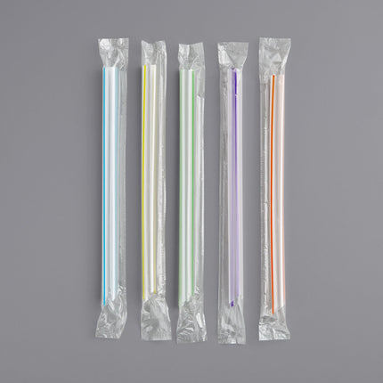 Ống hút trân châu đầu nhọn bản rộng Choice 23 cm sọc nhiều màu, có bọc - Gói 400 cái