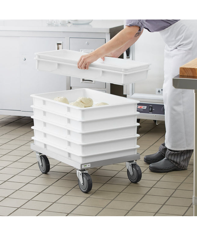 Bộ khay ủ bột Baker's Lane 46 x 66 x 7,6 cm trắng kèm xe đẩy nhôm - Gói 6 cái
