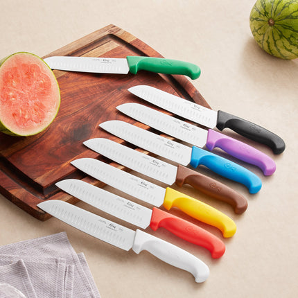 Dao Santoku Choice 18 cm lưỡi rãnh Granton cán vàng