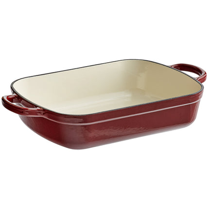 Khay nướng / đĩa casserole gang tráng men Valor màu đỏ merlot 4,97 lít - 34 x 26 x 8 cm