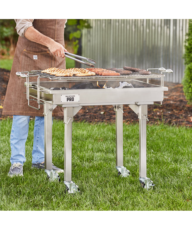 Bếp nướng than inox chịu lực nặng Backyard Pro CHAR-30SS 76 cm vỉ điều chỉnh, chân tháo rời và nắp che