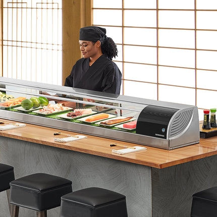 Tủ trưng bày sushi kính cong làm lạnh Hoshizaki HNC-210BA-R-SLH 210 cm - máy nén bên phải